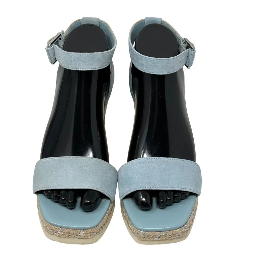 Vince Camuto Jefannah‎ Powder Baby Blue Suede Wedge Sandals Espadrilles 7M READ